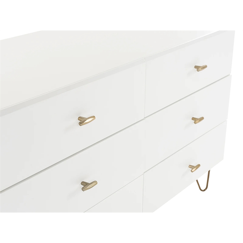 Limari Home Bryan Modern MDF Wood and Metal Bedroom Dresser in White/Gold
