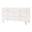 Limari Home Bryan Modern MDF Wood and Metal Bedroom Dresser in White/Gold