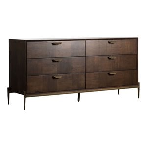 Limari Home Shane Acacia Wood and Metal Dresser in Dark Walnut/Antique Brass