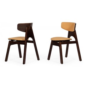 Limari Home Beeler 17&quot Faux Leather/Solid Wood Dining Chairs in Brown (Set of 2)