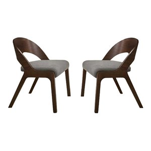 Limari Home Runyon 18&quot Modern Fabric Dining Chairs in Walnut/Gray (Set of 2)