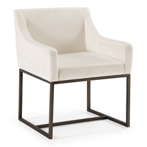 Limari Home Elijah 18.8&quot Modern Velvet Dining Chair in Beige/Antique Brass