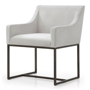 Limari Home Elijah 18.8&quot Modern Velvet Dining Chair in Beige/Antique Brass
