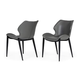 Limari Home Instone 18&quot Industrial Eco-Leather Dining Chairs in Gray (Set of 2)
