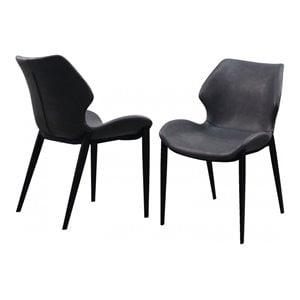 Limari Home Instone 18&quot Industrial Eco-Leather Dining Chairs in Gray (Set of 2)