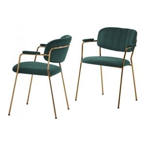 Limari Home Clyde 18&quot Velvet/Stainless Steel Dining Chairs in Green (Set of 2)