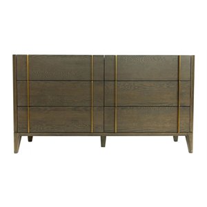 Limari Home Oakley Mid-Century Solid Wood and Metal Dresser in Dark Brown/White