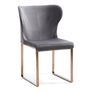Limari Home Chadwick 18&quot Modern Stainless Steel and Fabric Dining Chair in Gray