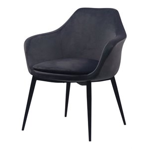 Limari Home Wilson 18&quot Modern Velvet and Metal Dining Chair in Gray/Black