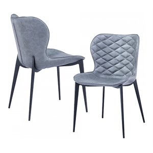Limari Home Felicia 18&quot Faux Leather Dining Chairs in Gray/Black (Set of 2)