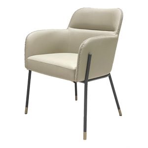Limari Home Brady 15&quot Vegan Faux Leather and Iron Dining Chair in Gray/Black
