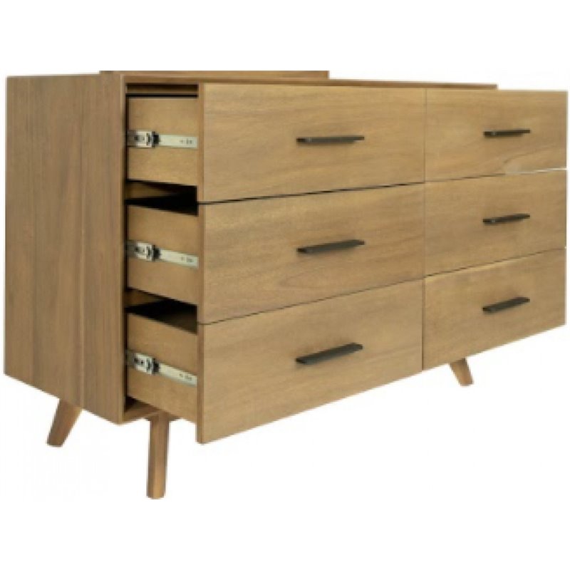 Limari Home Claire Contemporary Veneer Wood and Metal Bedroom Dresser in Walnut