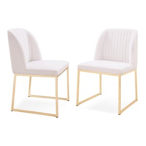 Limari Home Muir 19&quot  Faux Leather Dining Chairs in White Sherpa (Set of 2)