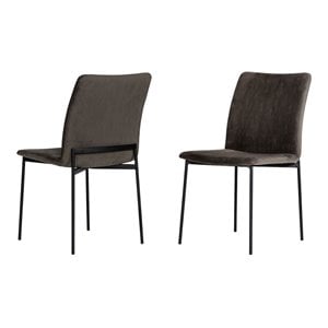 Limari Home Maggie 18.5&quot Modern Fabric Dining Chairs in Black/Brown (Set of 2)