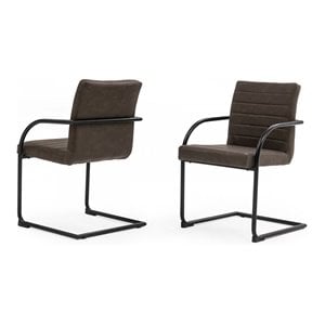 Limari Home Ivey 17&quot Modern Faux Leather Dining Chairs in Brown (Set of 2)