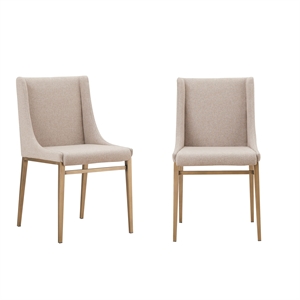 Limari Home Mimi 19&quot Contemporary Fabric Dining Chairs in Beige/Brass (Set of 2)