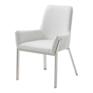 Limari Home Robin 18&quot  Stainless Steel/Bonded Leather Dining Chair in White