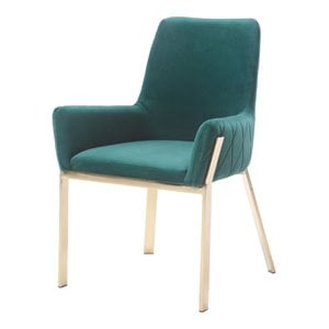 Limari Home Robin 18&quot Fabric and Stainless Steel Dining Chair in Green/Gold