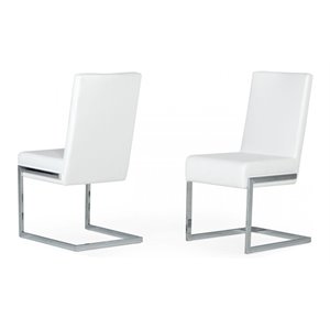 Limari Home Batavia 18&quot Modern Faux Leather Dining Chairs in White (Set of 2)