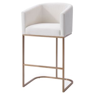 Limari Home Yukon 32&quot U-Shape Modern Stainless Steel & Fabric Bar Stool in White