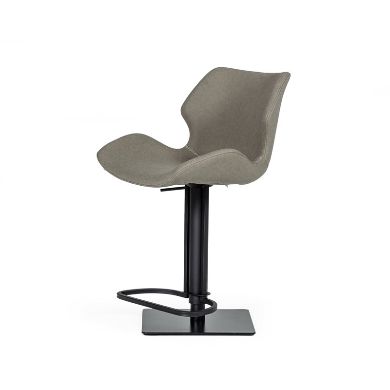 Limari Home Jaffee 21-31'' Faux Leather & Stainless Steel Stool in Gray/Black
