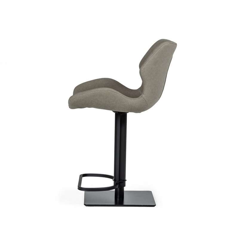 Limari Home Jaffee 21-31'' Faux Leather & Stainless Steel Stool in Gray/Black