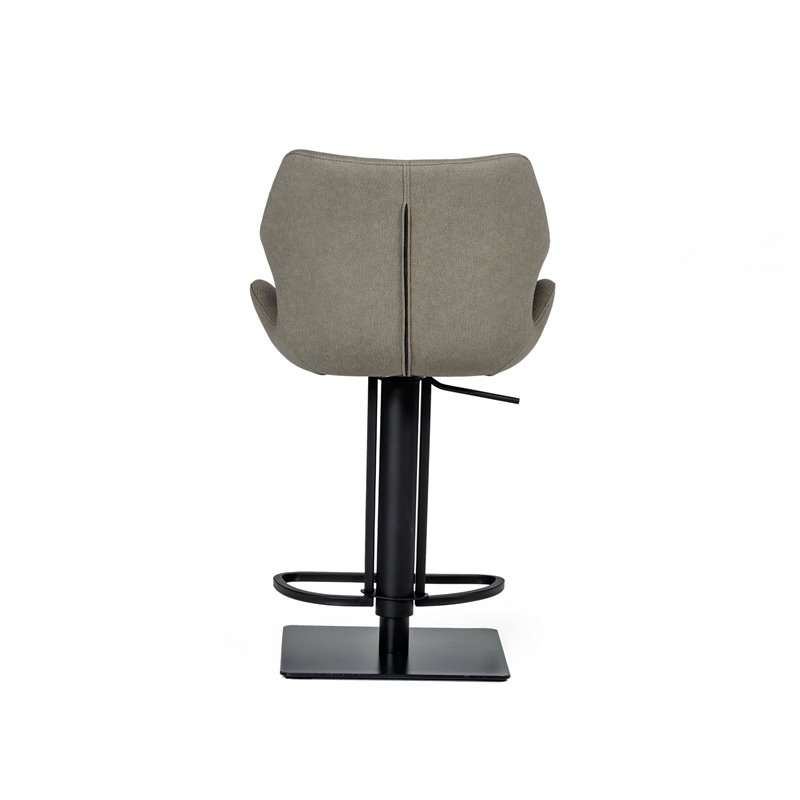 Limari Home Jaffee 21-31'' Faux Leather & Stainless Steel Stool in Gray/Black
