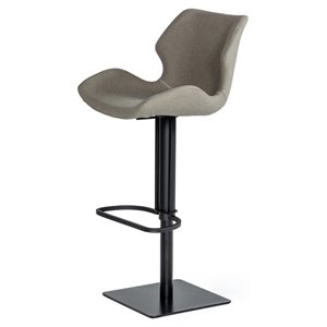 Limari Home Jaffee 21-31'' Faux Leather & Stainless Steel Stool in Gray/Black