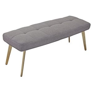 Limari Home Cici 18.5&quot Contemporary Metal & Fabric Bench in Gray/Antique Brass