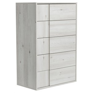 limari home asus 5-drawer self closing modern oak wood chest in white washed