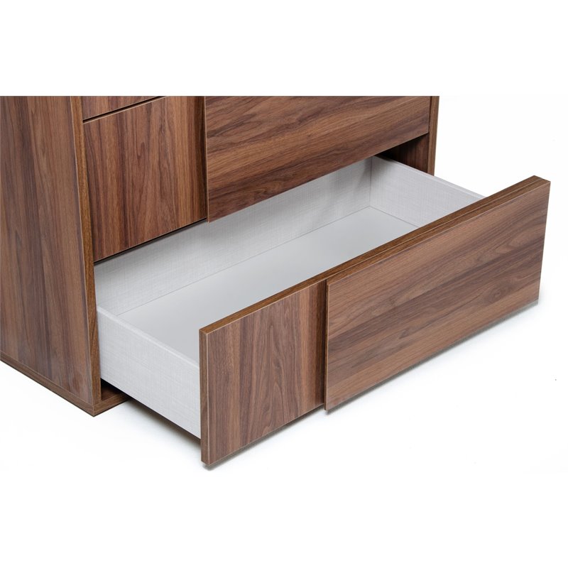 Limari Home Asus 5-Drawer Self Closing Modern Wood Chest in Walnut