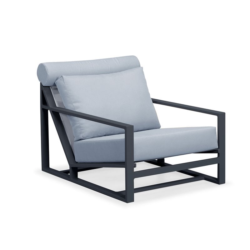 Limari Home Boardwalk Fabric and Aluminum Lounge Chair Set in Gray/Black