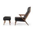 Limari Home Fulton Faux Leather & Wood Lounge Chair & Ottoman in Black/Walnut