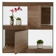 Limari Home Aura Square Modern Wood Veneer & Tempered Glass Cabinet in Walnut