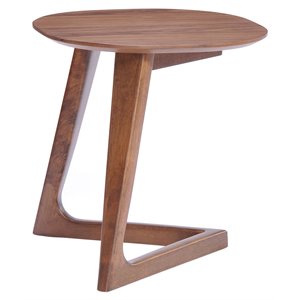 Limari Home Jett V-Shaped Base Mid-Century Wood Veneer End Table in Walnut