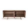 Limari Home Finley 4-Door Mid-Century Wood & Stainless Steel Buffet in Walnut