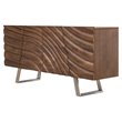 Limari Home Finley 4-Door Mid-Century Wood & Stainless Steel Buffet in Walnut