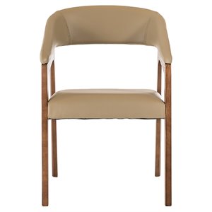 Limari Home Clive 17&quot Mid-Century Faux Leather Dining Chair in Walnut/Taupe