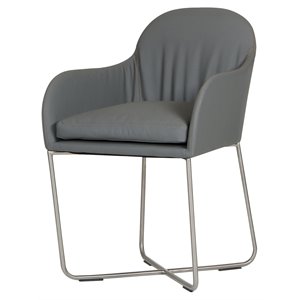 Limari Home Sweeny 21&quot Stainless Steel & Faux Leather Dining Chair in Gray