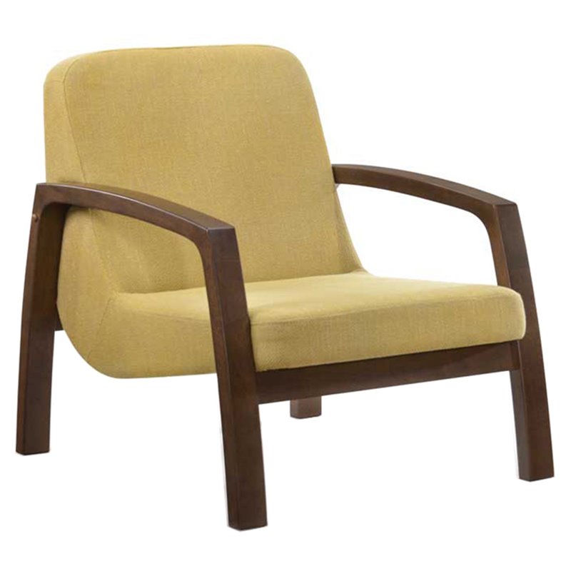 Limari Home Bronson Solid Wood & Fabric Accent Chair in Yellow/Walnut