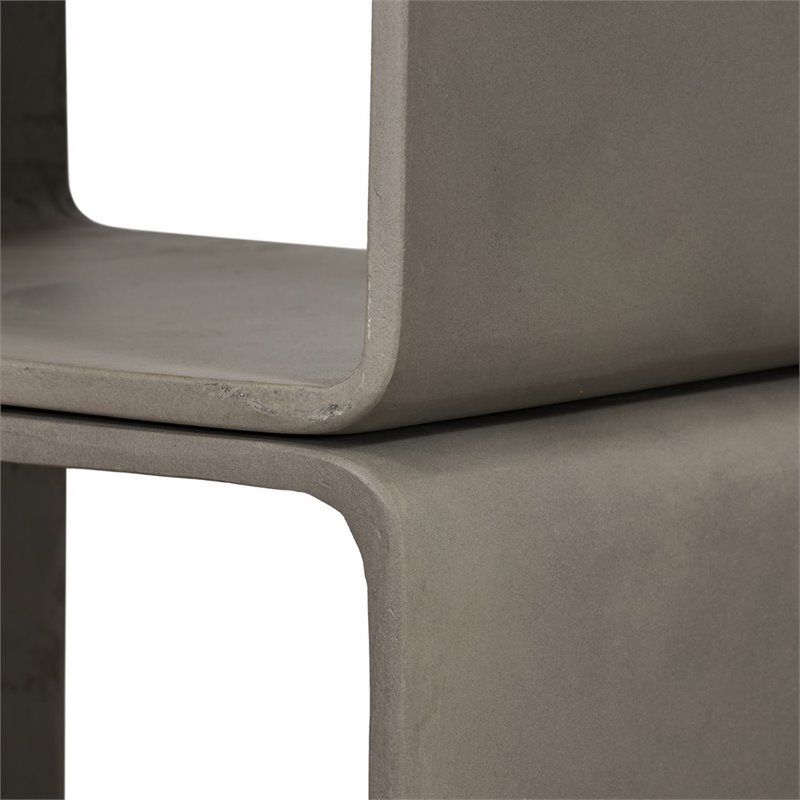 Limari Home Pickens Two Stacked Cube Modern Concrete Stone Shelf in Gray