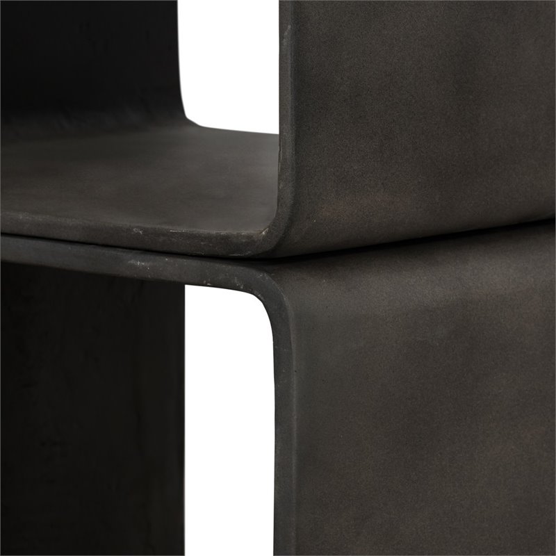 Limari Home Pickens Two Stacked Cube Modern Concrete Stone Shelf in Dark Gray