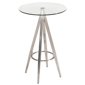 Limari Home Dallas Round Modern Metal & Tempered Glass Bar Table in Black