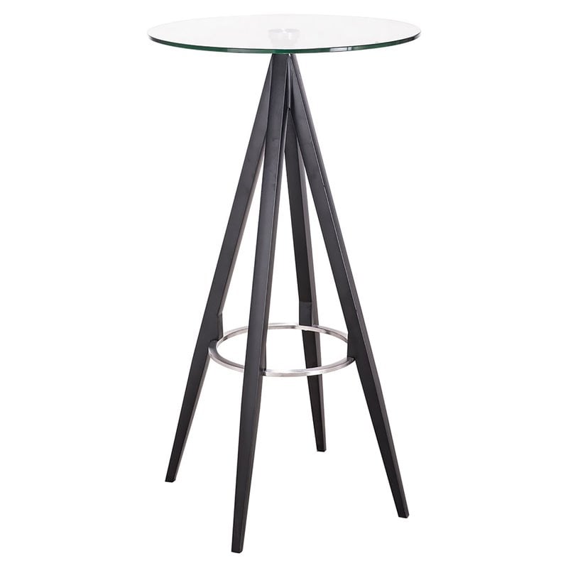 Limari Home Dallas Stainless Steel & Tempered Glass Bar Table in Clear/Black