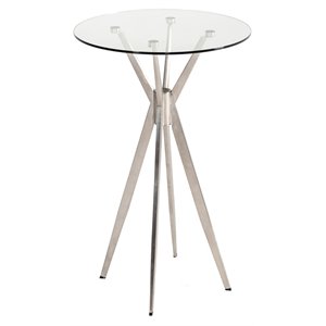 limari home kaitlyn round steel & tempered glass bar table in silver/clear