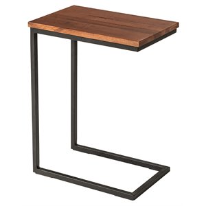 Limari Home Turner C-Shaped Wood & Metal Side Table in Brown/Black