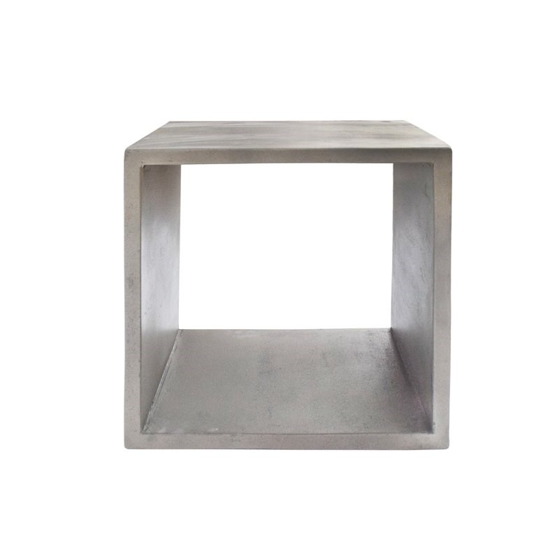 Limari Home Diaz Cube Modern Modular Concrete Stone End Table in Gray Finish