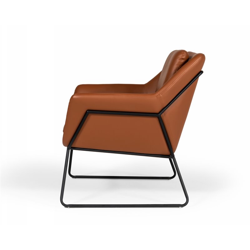 Limari Home Jennifer Powder-Coated Eco-Leather & Metal Accent Chair in Brown