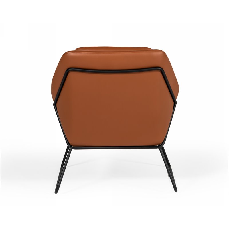 Limari Home Jennifer Powder-Coated Eco-Leather & Metal Accent Chair in Brown