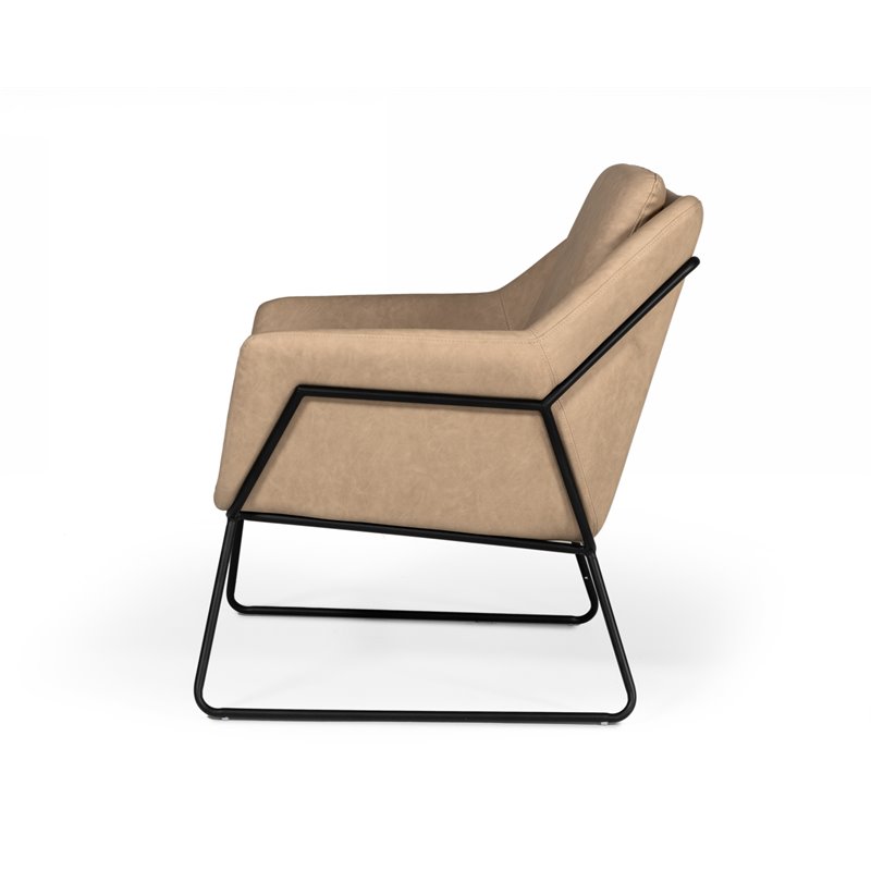 Limari Home Jennifer Eco-Leather & Powder-Coated Metal Accent Chair in Brown